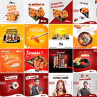 40 Artes Mídias Sociais Sushi Editáveis Photoshop + Png 1