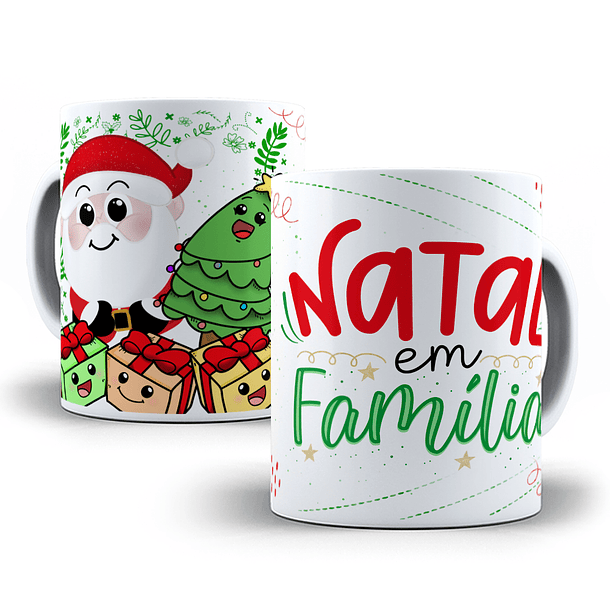 Arte Caneca Natal em Família Arquivo Png