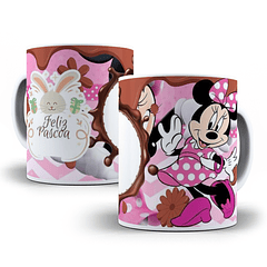 Arte Caneca Feliz Páscoa Minie Rosa Arquivo Png