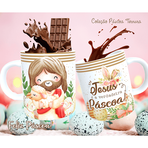 30 Arte para Caneca e Almofada Páscoa Cute Arquivo Editável 3