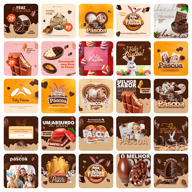 Pack Canva Páscoa Templates Editáveis 50 Artes + Bônus 2