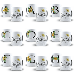 26 Arte para Caneca Alfabeto Black Girassol em CorelDraw + Jpg  