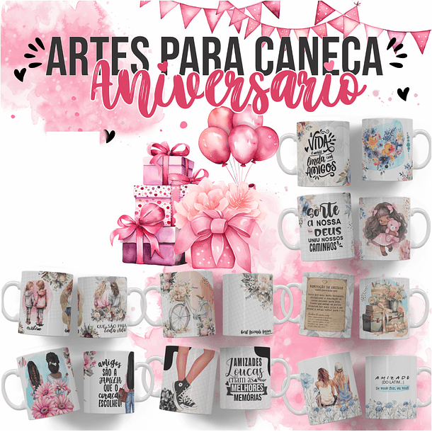 16 Artes para Caneca Aniversário Arquivo Editável  1