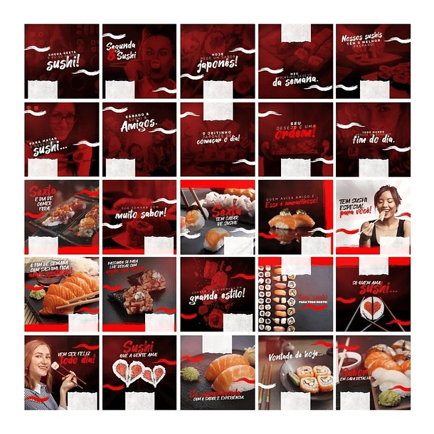 130 Artes para Sushi Mídias Sociais Editáveis Photoshop + Png 4