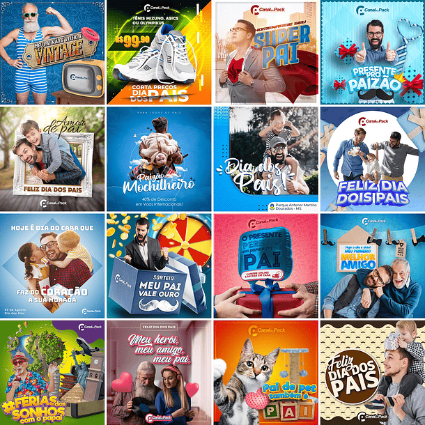 75 Artes Mídias Sociais Dia dos Pais 3 Editáveis Photoshop + Png 4