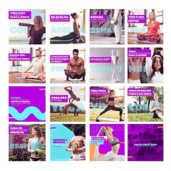 130 Artes para Yoga Mídias Sociais Editáveis Photoshop + Png