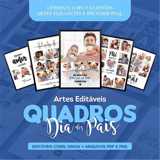 Arte Quadro Dia dos Pais 35 Arquivos Editáveis + Pdf Png 1
