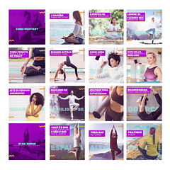 130 Artes para Yoga Mídias Sociais Editáveis Photoshop + Png