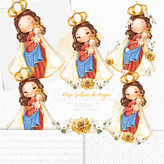 Kit Digital Santinhos Aquarelados V1 em Png 