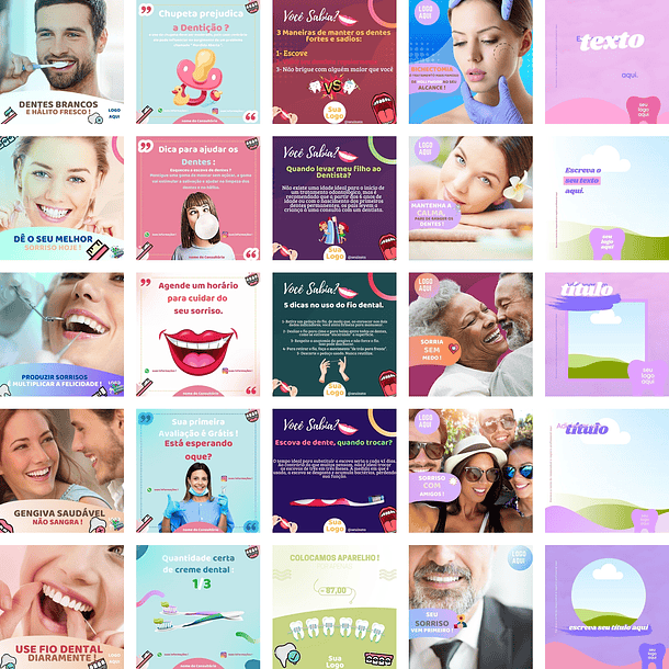 Pack Canva Dentista Odonto Templates Editáveis 230 Artes + Bônus 3