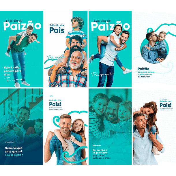 20 Artes Mídias Sociais Dia dos Pais Editáveis 2.0 Photoshop + Png 2