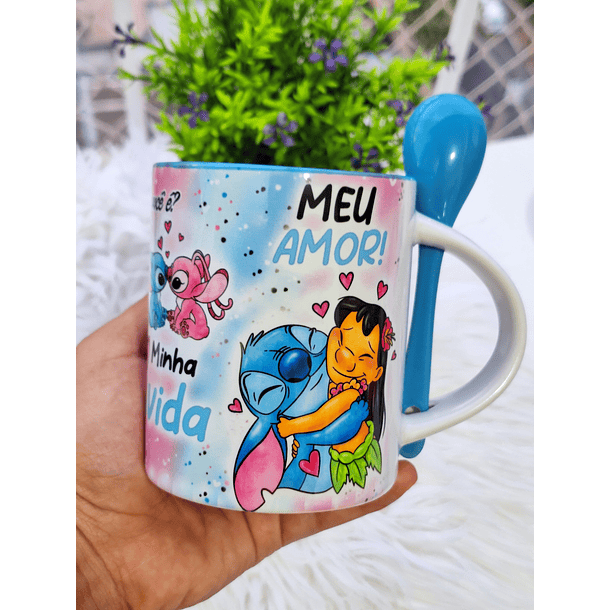 Artes Caneca Sabia que eu amo você? Sabe oque você é? Cê é meu amor, Minha vida Stitch Arquivo em Jpg 3