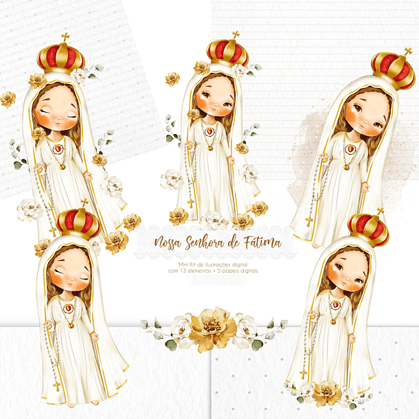 Kit Digital Santinhos Aquarelados V1 em Png  10