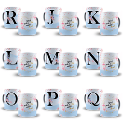 26 Arte para Caneca Alfabeto Cerejeira azul em CorelDraw + Jpg  