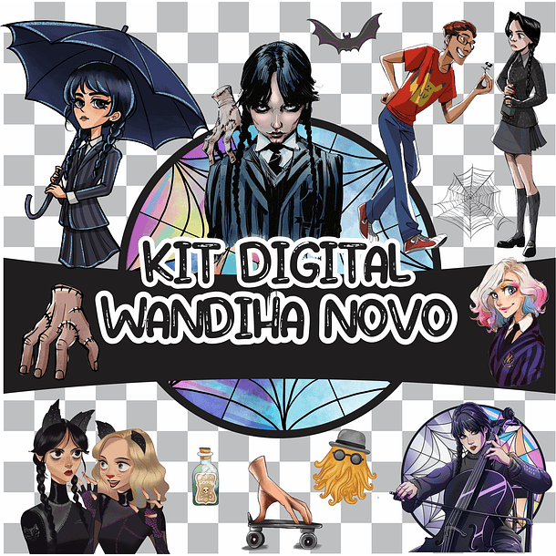 Kit Digital Wandinha Jenna Ortega Novo Arquivo Png  1