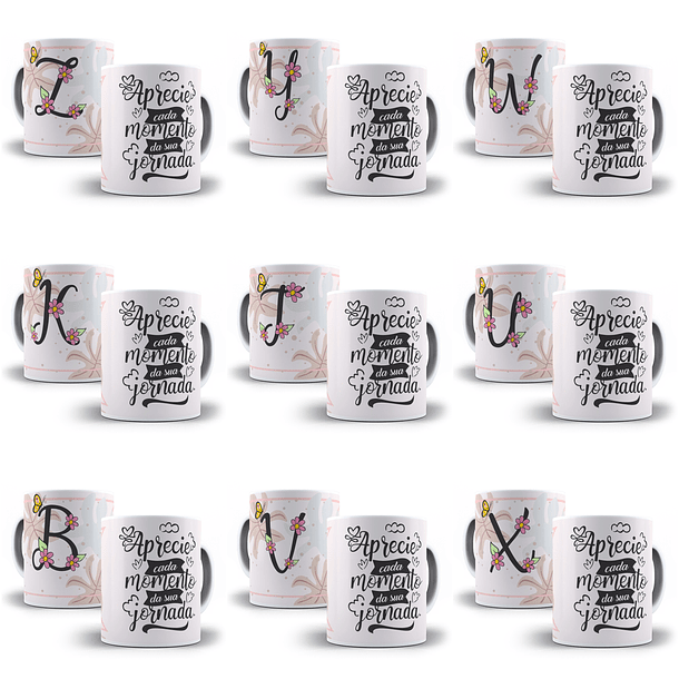 25 Artes para Caneca Alfabeto Delicado em CorelDraw + Jpg   2