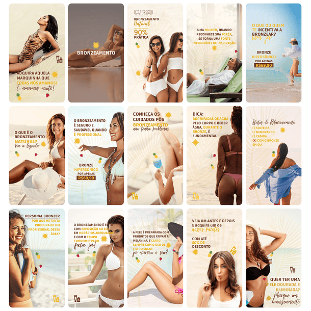 Pack Canva Bronzeamento Templates Editável 29 Artes Storie + Bônus 1