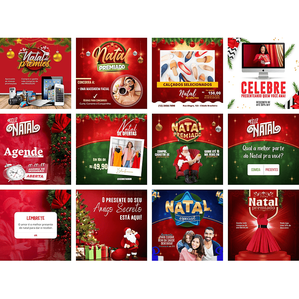 Pack Canva Natal Feed e Storie Templates Editáveis 25 Artes + Bônus 1