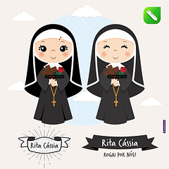 Kit Digital Vetor Santinhos Santa Rita de Cássia Editáveis + Png