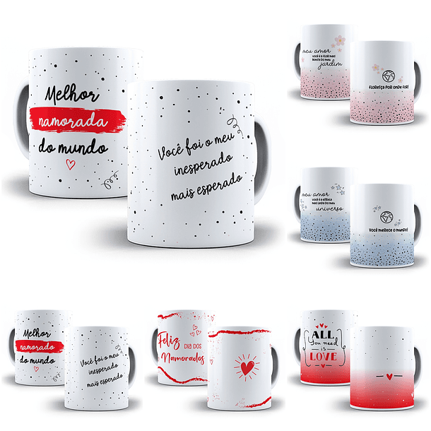18 Artes para Caneca Dia dos Namorados em Png 2