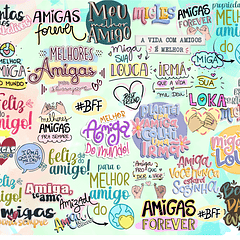 Kit Digital Lettering Frases Amizade Amigos Arquivos sem fundo Png 