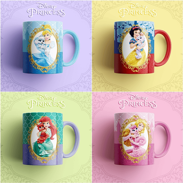13 Artes Caneca Princesas Disney Editável em Photoshop 1