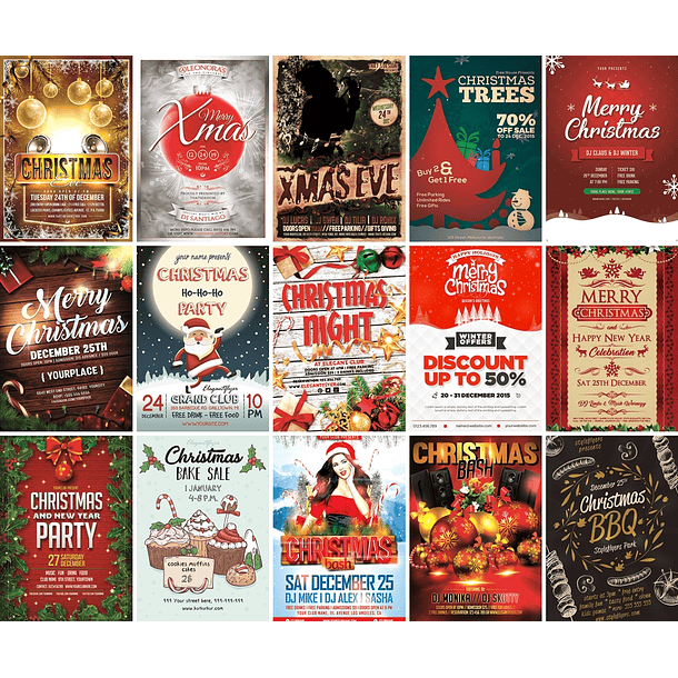 200 Artes Flyers Panfletos Natal e Ano Novo Editáveis Photoshop 3