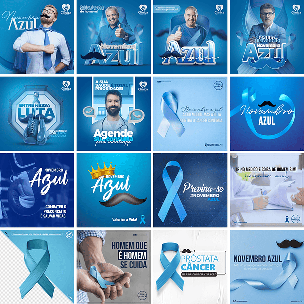 40 Artes Mídias Sociais Novembro Azul Editáveis Photoshop 1