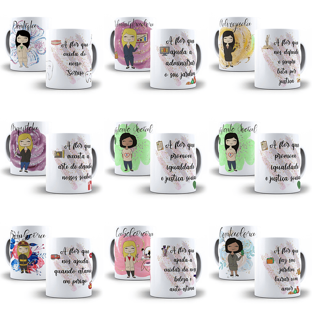 29 Artes para Caneca Profissão Feminina Editável em Corel Draw 1