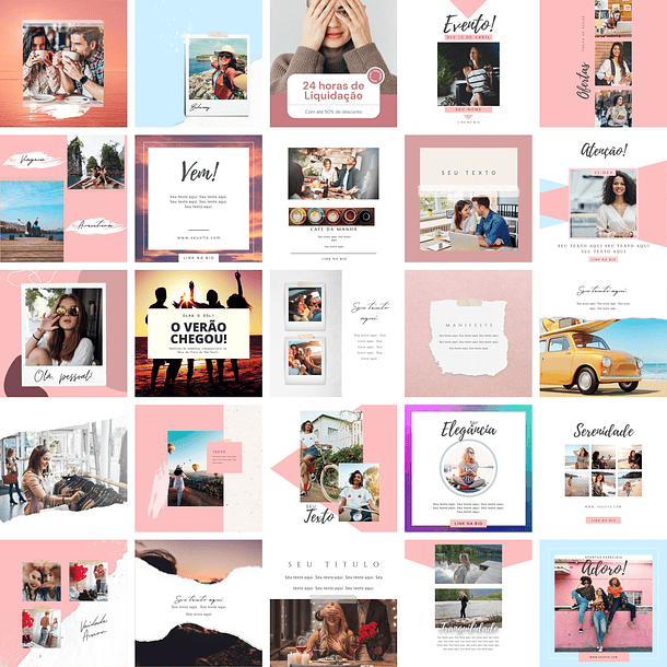 Pack Canva Feed Post Instagram 2.0 Templates Editáveis 100 Artes + Bônus 3