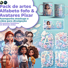 Artes para Caneca Alfabeto com Avatares em CorelDraw