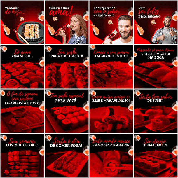 Pack Canva Sushi Templates Editáveis 200 Artes + Legendas 9