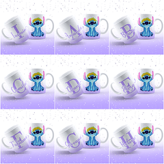 26 Arte para Caneca Alfabeto Feminino Stitch Rosa e Roxo em Jpg