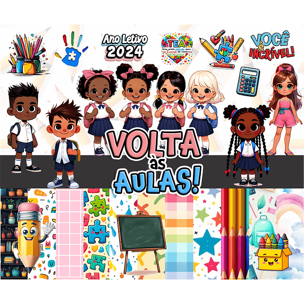 Kit Digital Volta as Aulas Mascotes 2024 Arquivos em Png  1