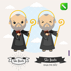 Kit Digital Vetor Santinhos São Bento Editáveis + Png