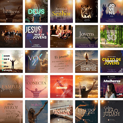 Pack Canva Gospel Culto Templates Editáveis 50 Artes + Bônus