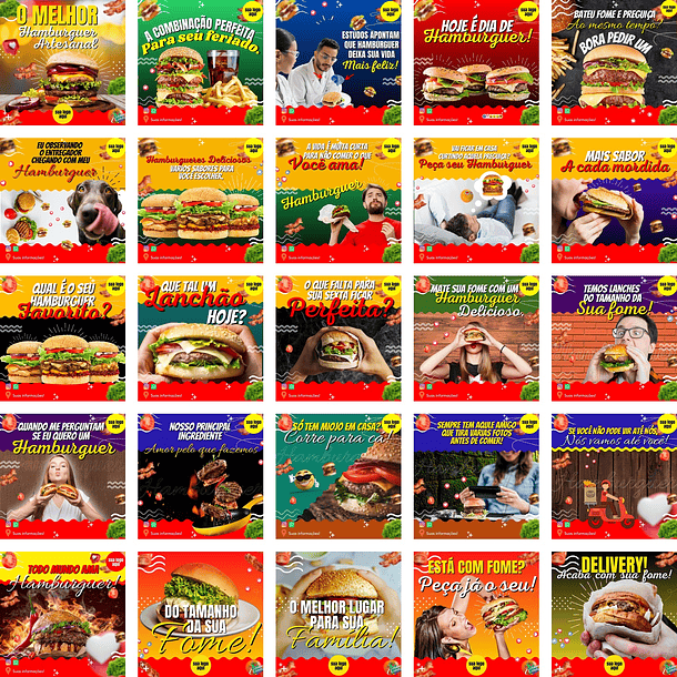 Pack Canva Hamburgueria Templates Editáveis 200 Artes + Bônus 3