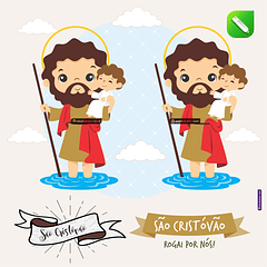 Kit Digital Vetor Santinhos São Cristóvão Editáveis + Png