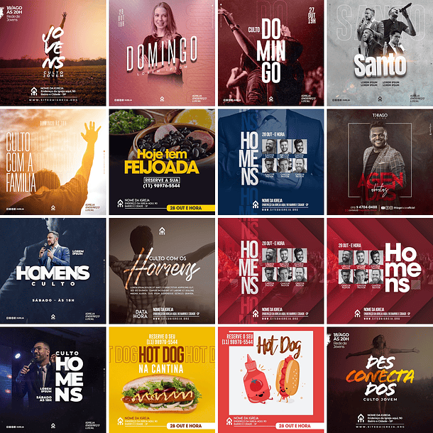 500 Artes Mídias Sociais Gospel e Cultos Editáveis Photoshop 4