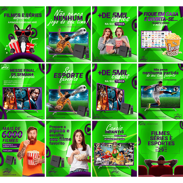 30 Artes Mídias Sociais IPTV Editáveis Photoshop + Png 2