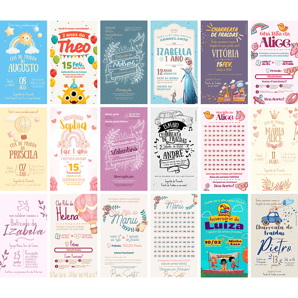 Pack Canva Convites Infantis Templates Editáveis 30 Artes 3
