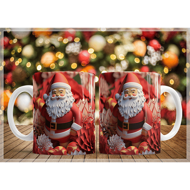 34 Artes para Caneca Natal Papai Noel 3D Arquivo em Jpg   11