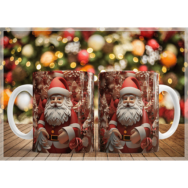 34 Artes para Caneca Natal Papai Noel 3D Arquivo em Jpg   12