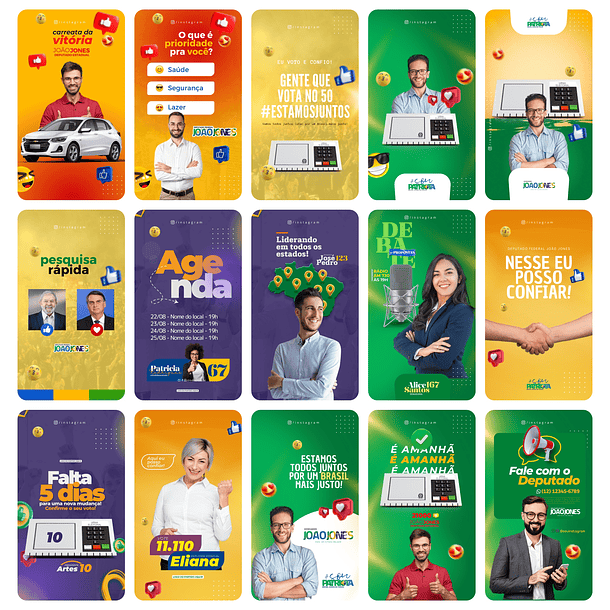 Pack Canva Campanha Política Eleição Templates Editáveis 45 Storie 1