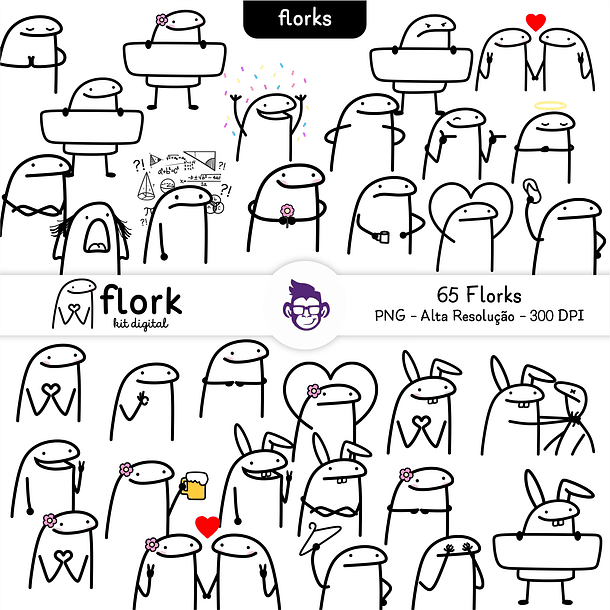 Kit Digital Flork Bento Memes sem fundo 519 Arquivos Png 2