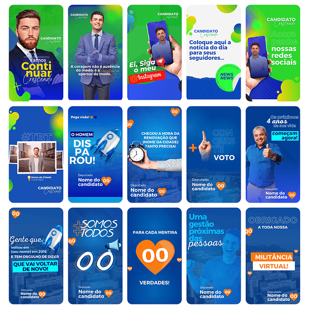 Pack Canva Campanha Política Eleição Templates Editáveis 45 Storie 2