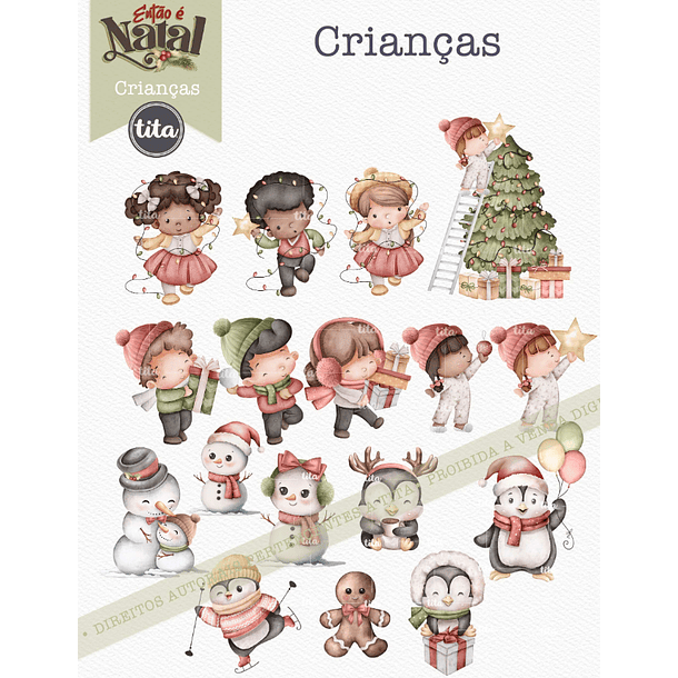 Kit Digital Então é Natal Aquarelados Arquivos em Png   5