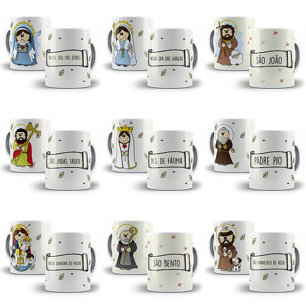 48 Artes para Caneca Santinhos Editável em Corel Draw 2