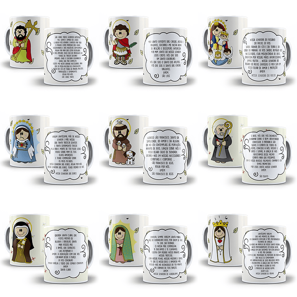 48 Artes para Caneca Santinhos Editável em Corel Draw 4
