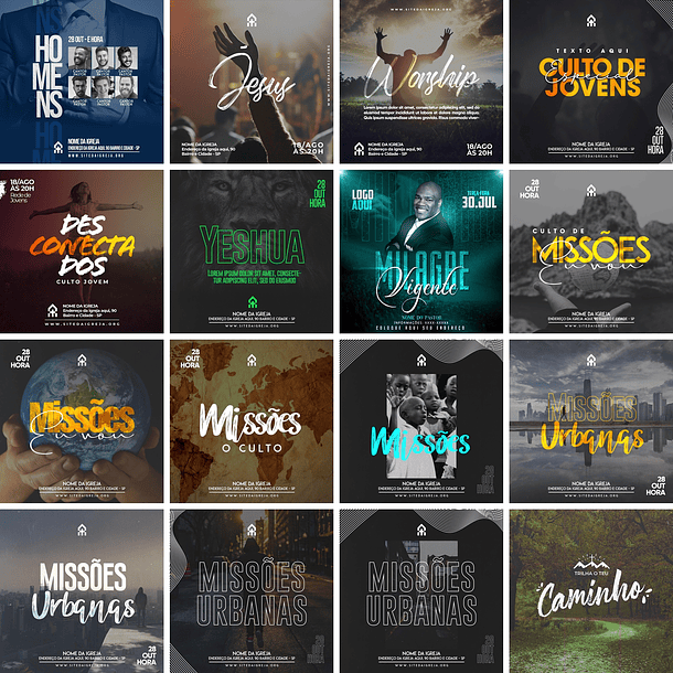230 Artes Mídias Sociais Gospel e Cultos Editáveis Photoshop 4